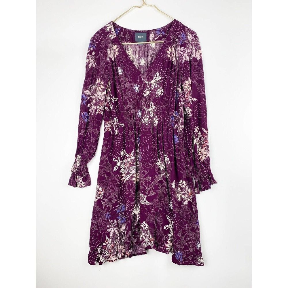 Anthropologie Purple Floral Mini Dress